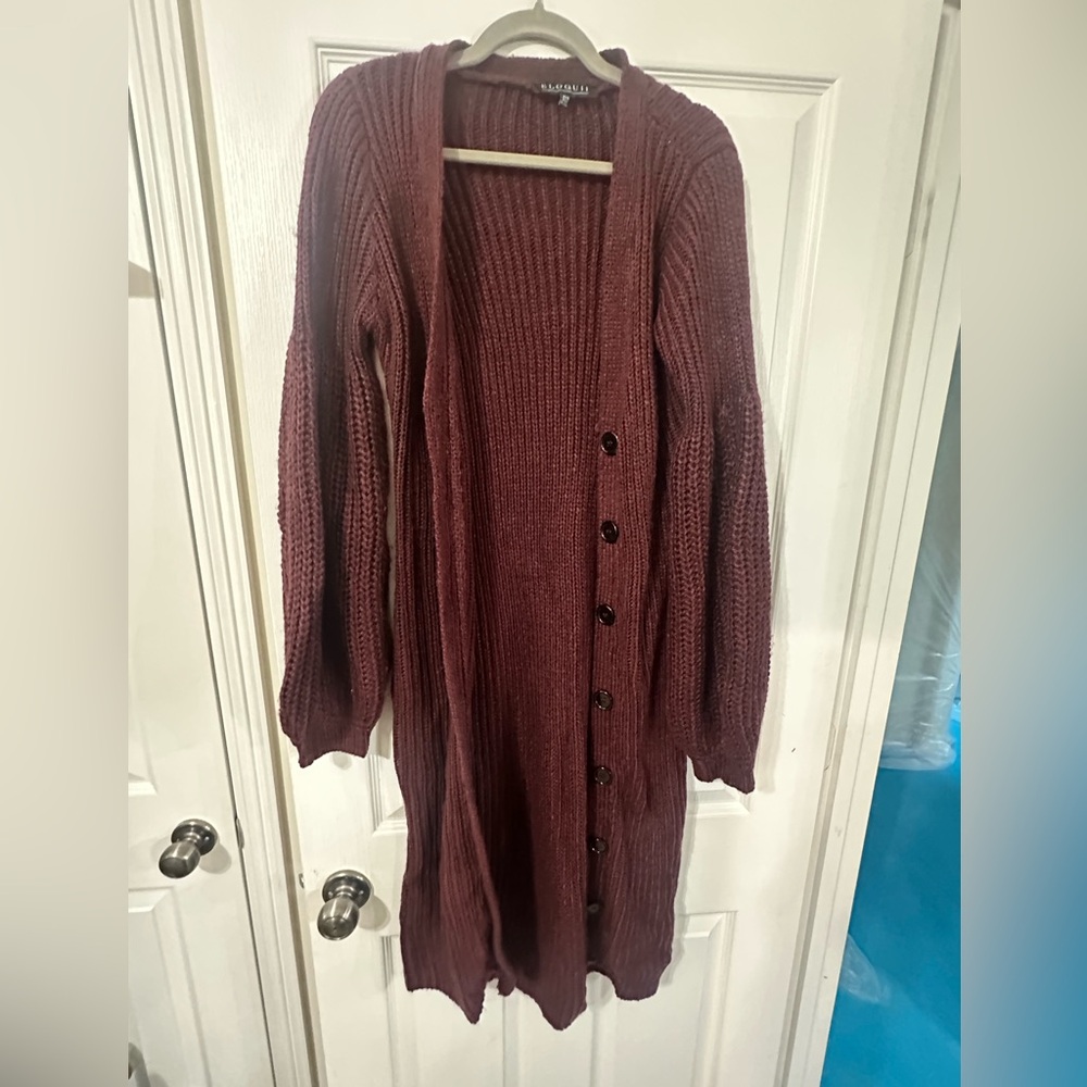 Eloquii Maroon Button-Up Cardigan or Sweater Dress